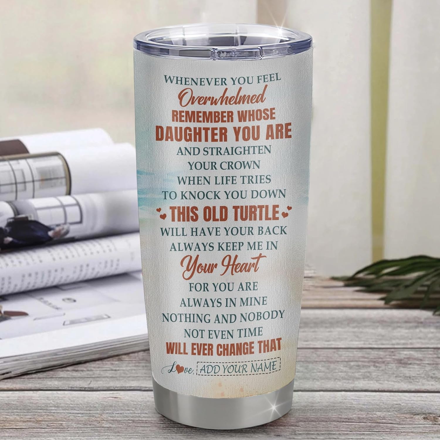 TeesPure Personalized To My Daughter Gifts Tumbler From Mom Dad Whenever Turtle Unique Birthday Gifts For Daughter Graduation Christmas Custom Stainless Steel Cup Travel Mug 20oz Curved Tumbler