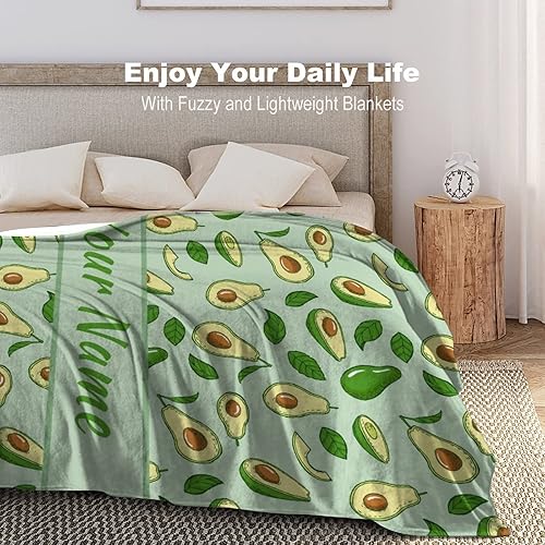 Miniatura 63 de Manta de aguacate personalizada con nombre, 40 x 30 pulgadas, bonita manta para niños, niñas, niños, mantas de felpa suave verde para regazo y silla