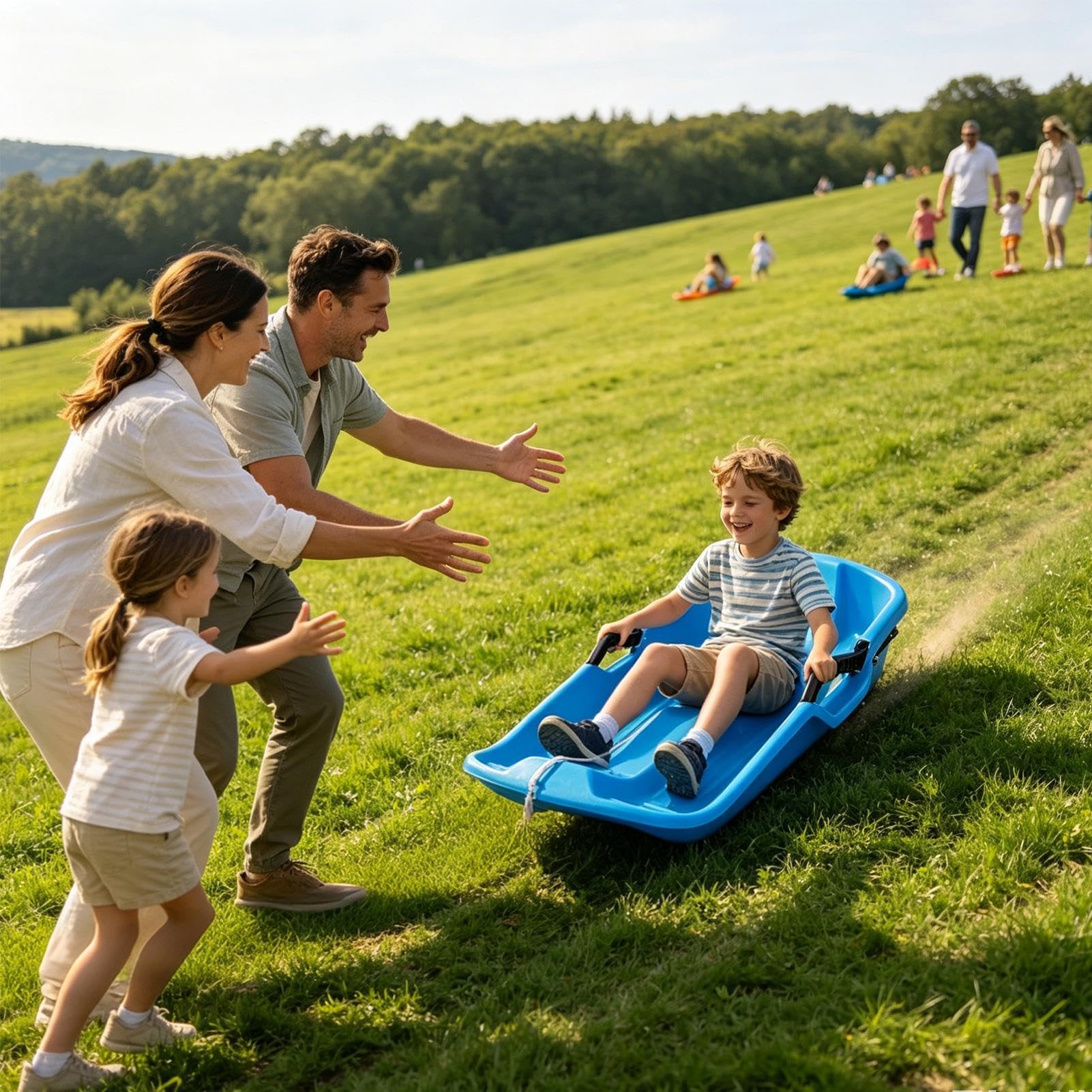 Luge Enfant Toboggan Portable 2 Personnes Jouet avec Corde De Traction
