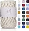 Makromecity, Single Strand Macrame Cord 3 mm x 109 Yards (328 feet) 3mm Single Strand Natural Cotton Cord for Macrame Art & Crafts for Wall Hangings Recycled Cotton Cord Yarn DIY (Ecru, 1 Skein)