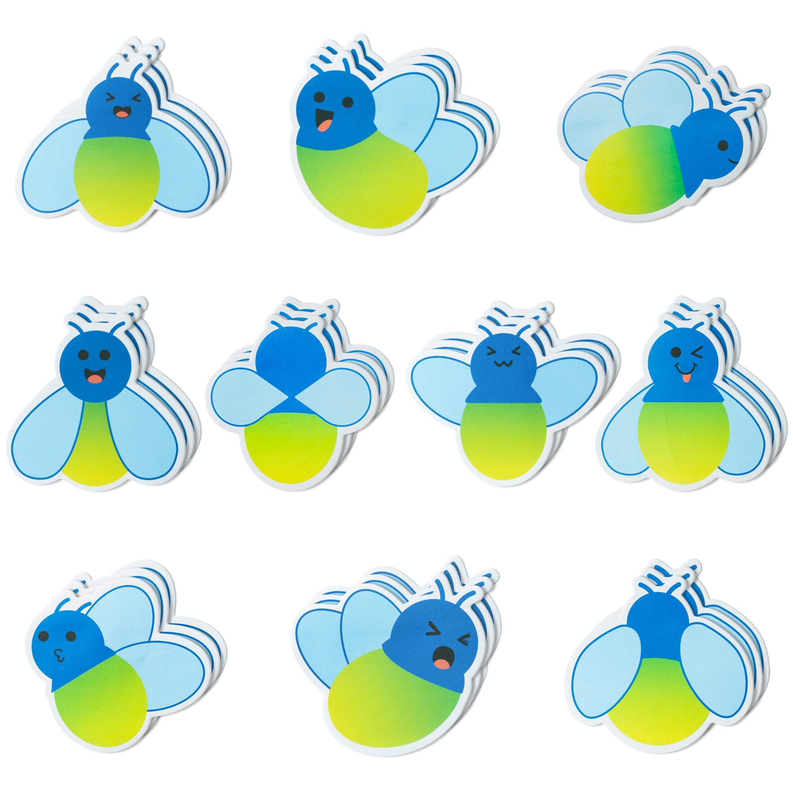 ANGOLIO Cute Firefly Sticky Notes 600 Sheets Spring Easter Insect Animals Firefly Shape Sticky Notes Pads Cartoon Memo Self Adhesive to Do List for