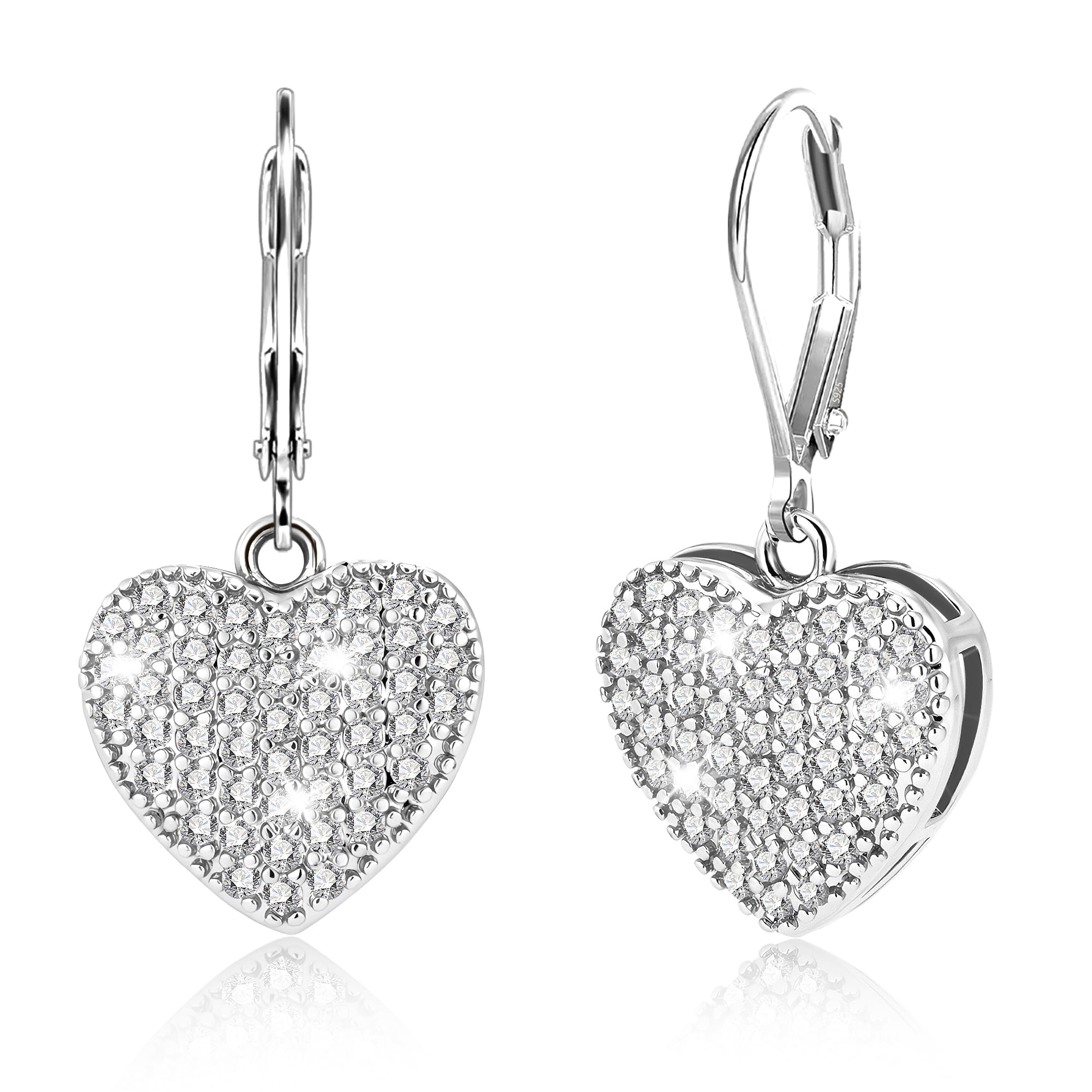 ALEXCRAFT 925 Sterling Silver Dangle Earrings, 14K Gold Plated Heart Waterdrop Earring for Women Trendy Hypoallergenic Leverback Earings Wedding Cubic