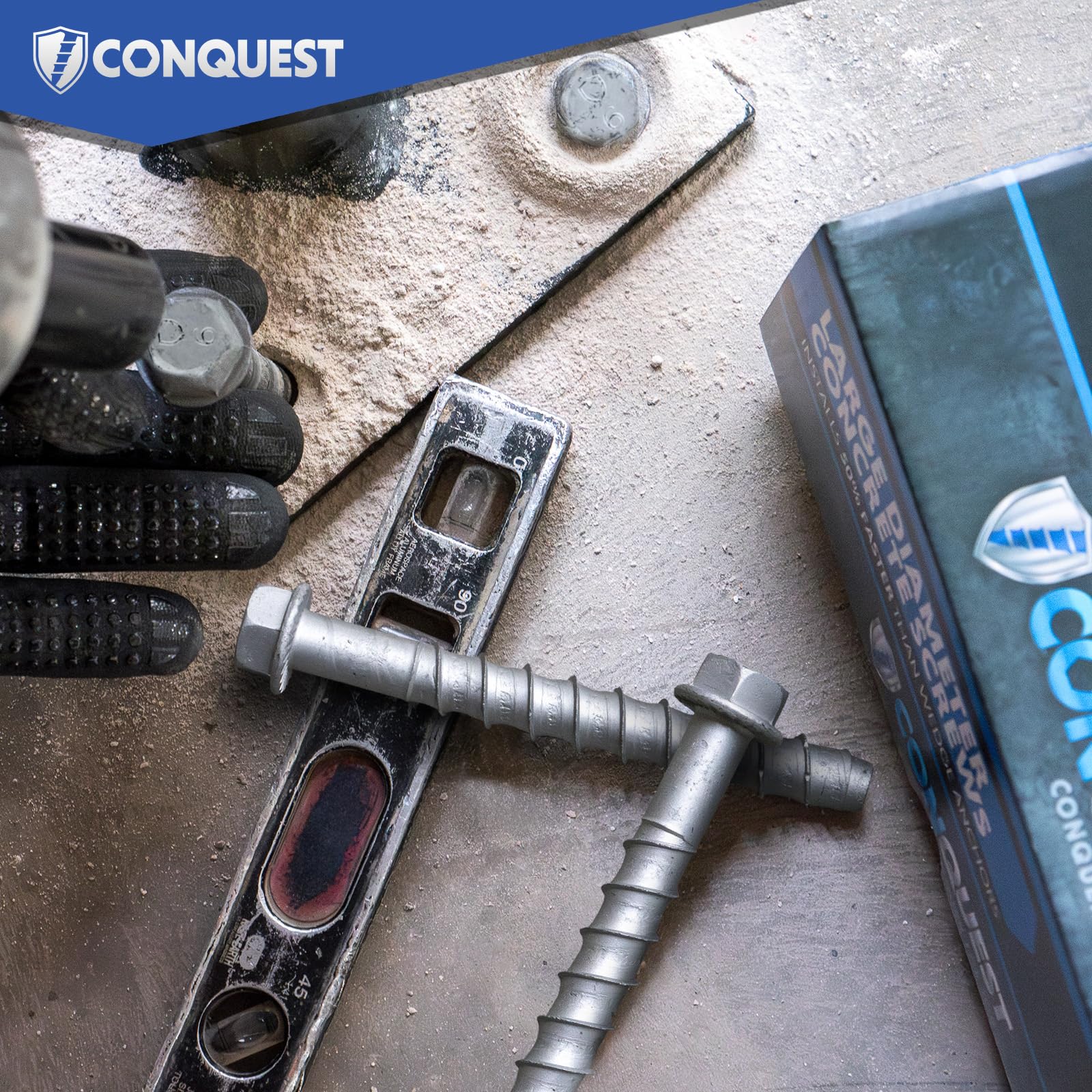 Conquest - Tornillos de hormigón galvanizados de gran diámetro para anclar en mampostería o hormigón sin agrietar (paquete de 50)