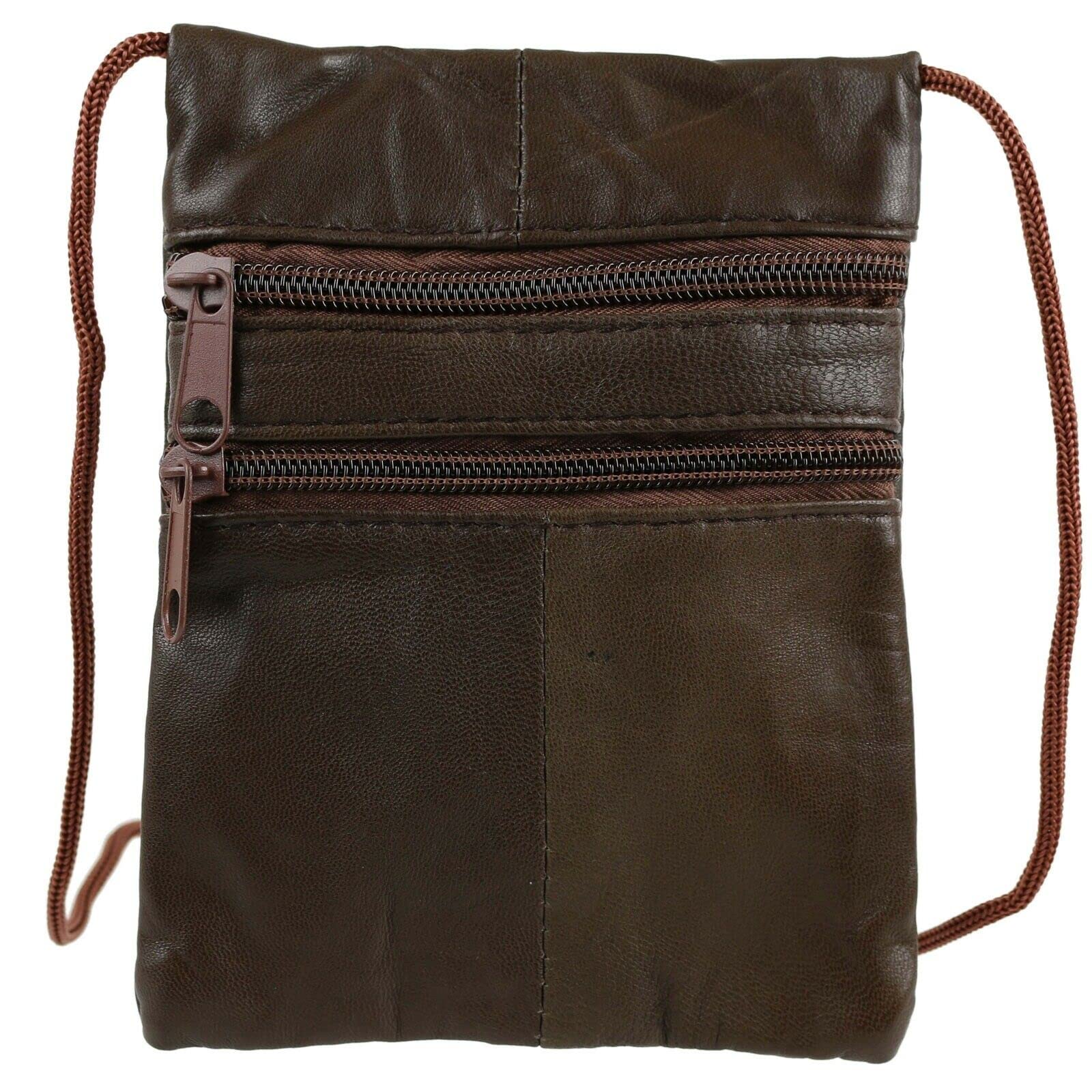 Ar Brand Est. 2021 Unisex Dark Brown Genuine Soft Leather Neck Passport Holder/Pouch And Purse (Dark Brown)
