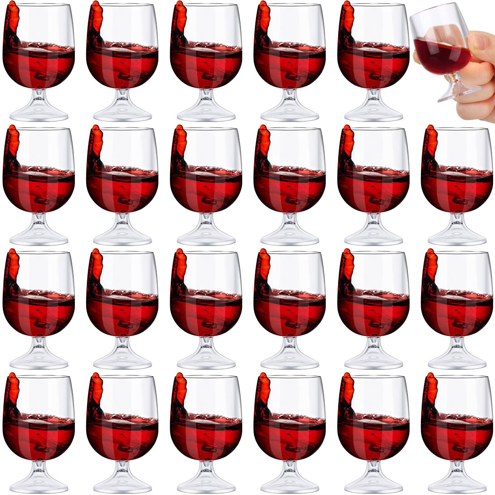 Roshtia 24 mini bicchierini da shot, da 50 ml, in plastica trasparente, riutilizzabili, per degustare whisky, brandy, vino, birra