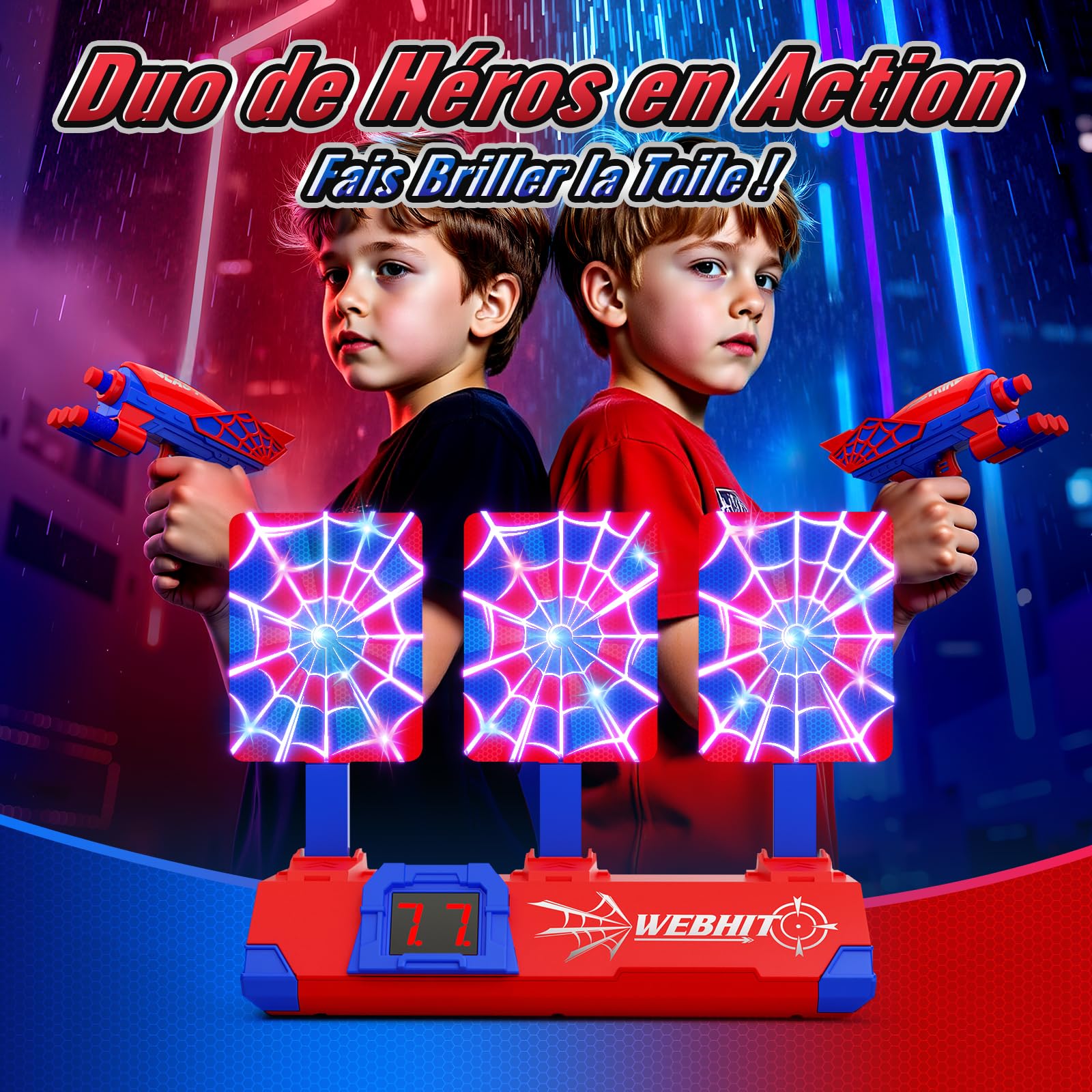 Pistolet Enfant avec Automatiques Lumineux Cible Tir Electronique, Jouet Enfant 3-12 Ans Jeux Exterieur Enfant 3 4 5 6 7 8 9 10 11 Ans Cadeau Garçon 4-11 Ans Cadeaux de Pâques Anniversaire
