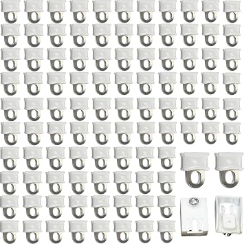 Curtain Track Gliders and Hooks, 100PC Steel Nanowheel Rollers with 2 End Stops - MINWEGI-DWUENT for Smooth Silent Ceiling Rail Operation, White