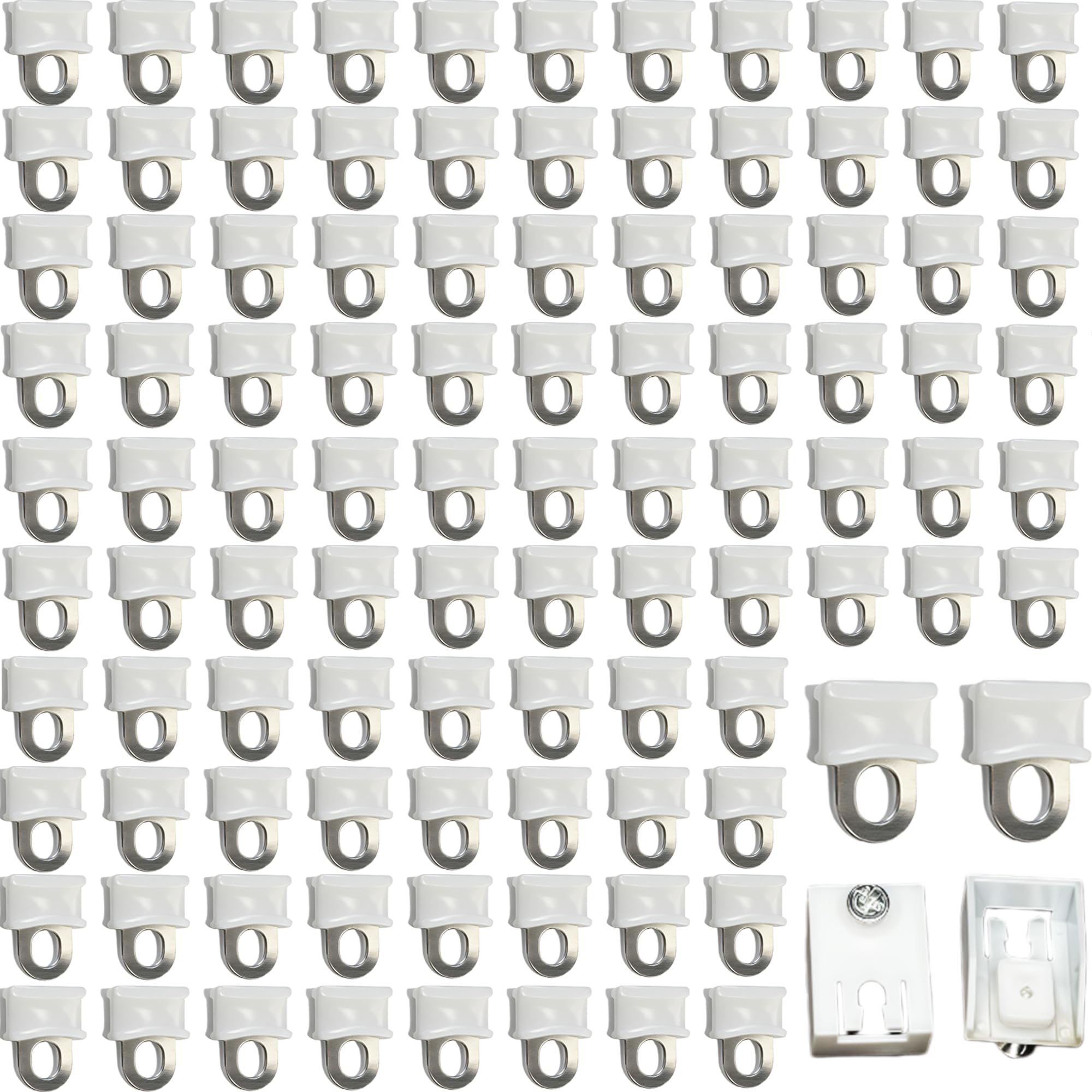 Minwegi White Curtain Track Gliders And Hooks, 100Pc Steel Nanowheel Rollers With 2 End Stops - Dwuent For Smooth Silent Ceiling Rail Operation,