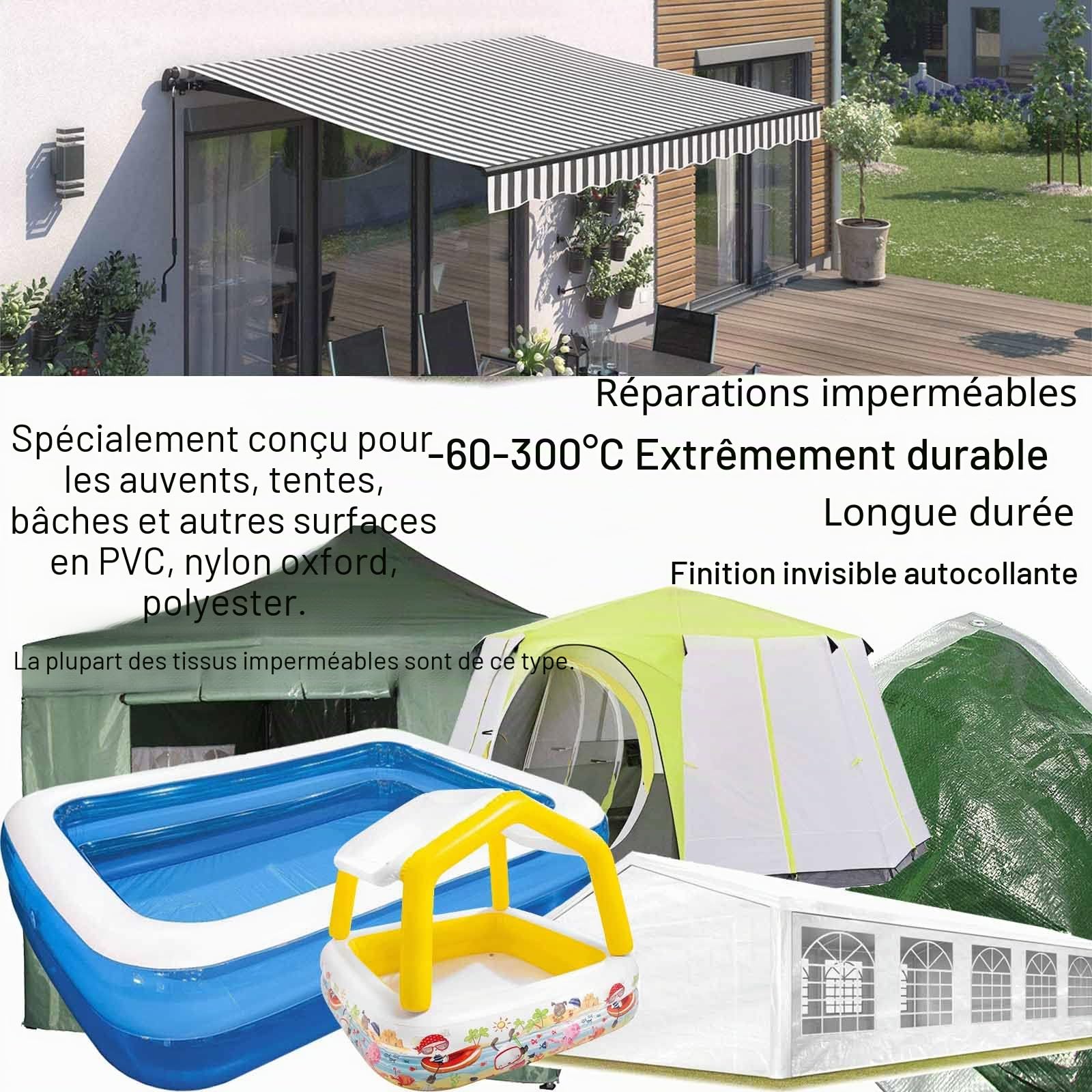 Kit réparation toile de tente 10cm x 5m Ruban Tear-aid réparer