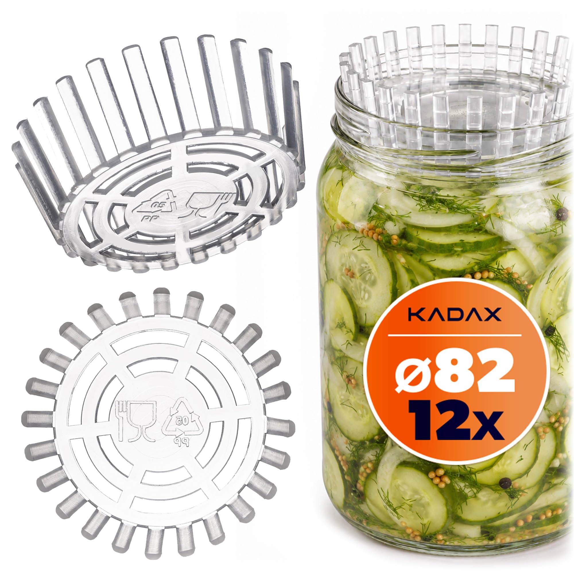 KADAX Fermentation Weights for Jars, Polypropylene Accessories for Fermenting Sauerkraut, Kimchi and Pickles in Wide Mouth Vessels (82 mm, 12 Pieces)