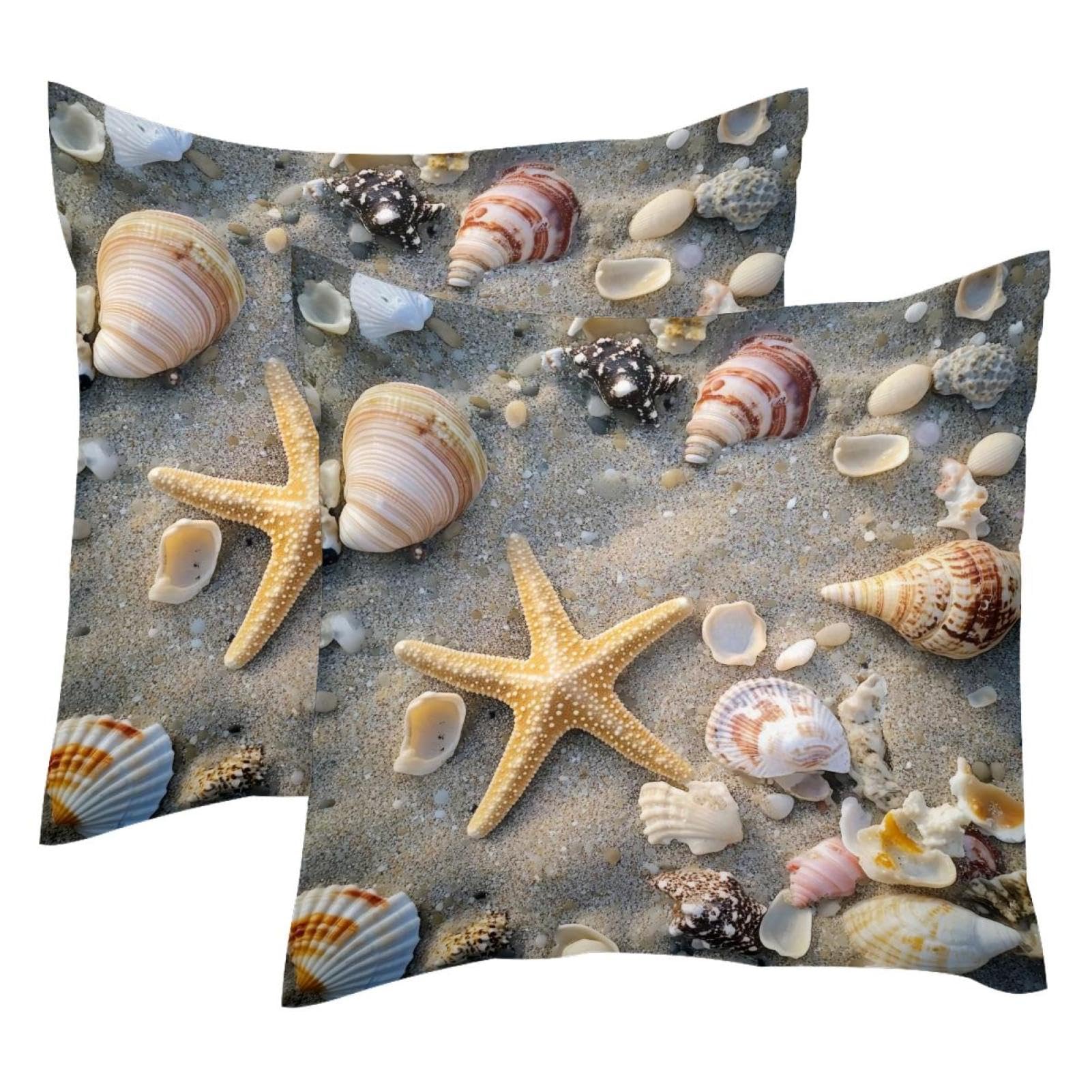 Housses de coussin velours double face de haute qualité au design bord de mer chic 50 x 50 cm