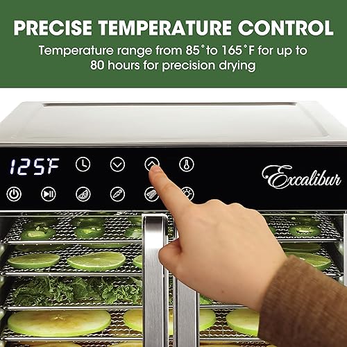 Vista 53 de Excalibur Deshidratador de alimentos de la serie Select de 10 bandejas para carne seca, frutas, verduras, hierbas, golosinas para mascotas, acero