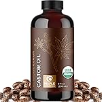 Organic Castor Oil Glass Bottle - 100% Pure Castor Oil Organic Cold Pressed Unrefined Glass Bottle - Extra Virgin Non GMO Hexane Free Cruelty Free Dermatologist Tested and USDA Certified (8 Fl Oz)