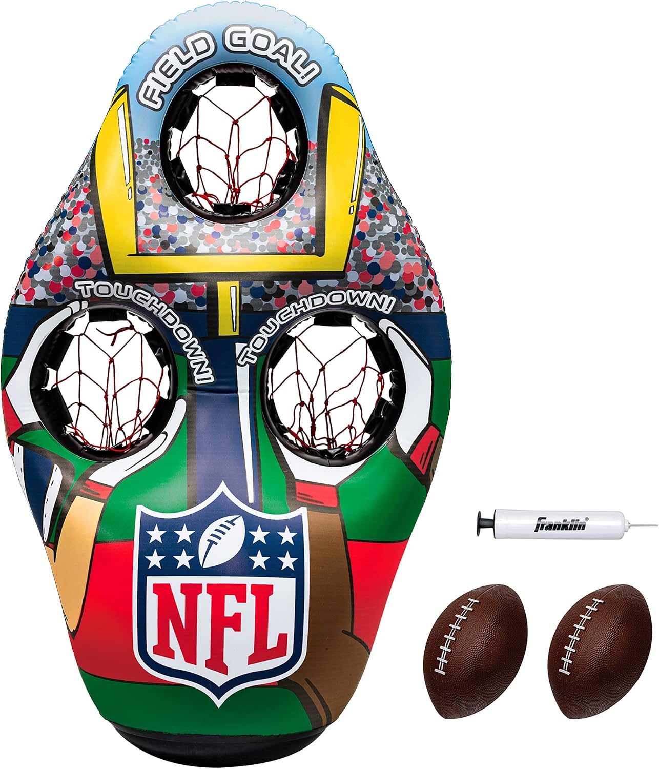 Franklin Sports NFL Inflatable Target Toss Game - Kids Mini Football Throwing Game Set - Portable Indoor + Outdoor Toy Football Target + Mini Footballs - 51" : Sports & Outdoors