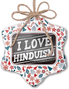 Christmas Ornament Chalkboard with I Love Hinduism Red White Blue Xmas