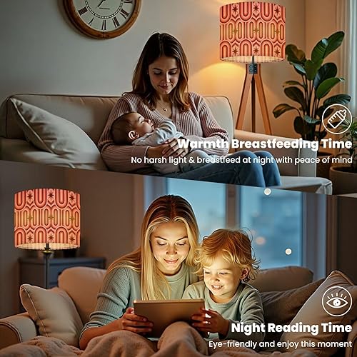 Miniatura 5 de Drum Lamp Shade 70 s Retro Seamless 60s 70s Aesthetic Style Lampshade for Floor Lamps Table Lamps Pendant Light 11"x8.9" Replacement Linen Large