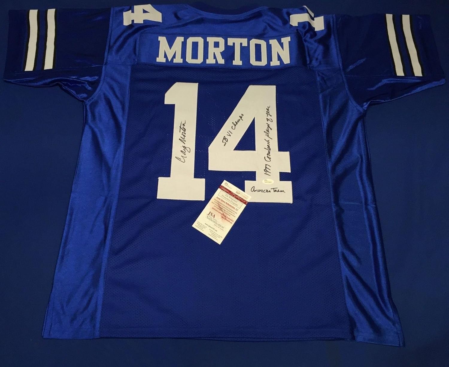 Craig Morton Signed Cowboys Jersey "Super Bowl VI Champs/Americas Team ...