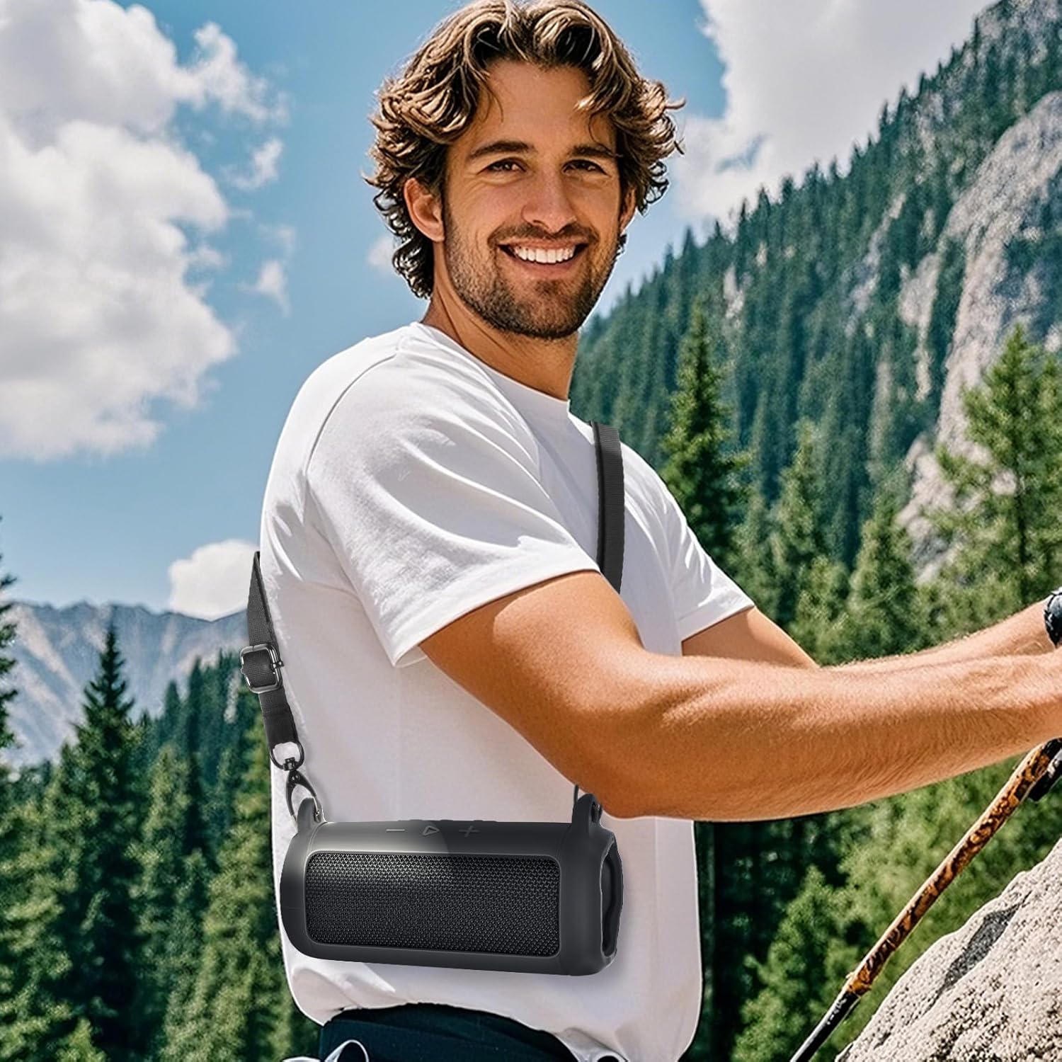 Boobowl Silicone Case Compatible with JBL FLIP 7/ FLIP 5 Bluetooth Speaker, Portable Cover for JBL Wireless Speaker, Travel Carrying Bag with Detachable Shoulder Strap (Box Only)-Black - Image 7