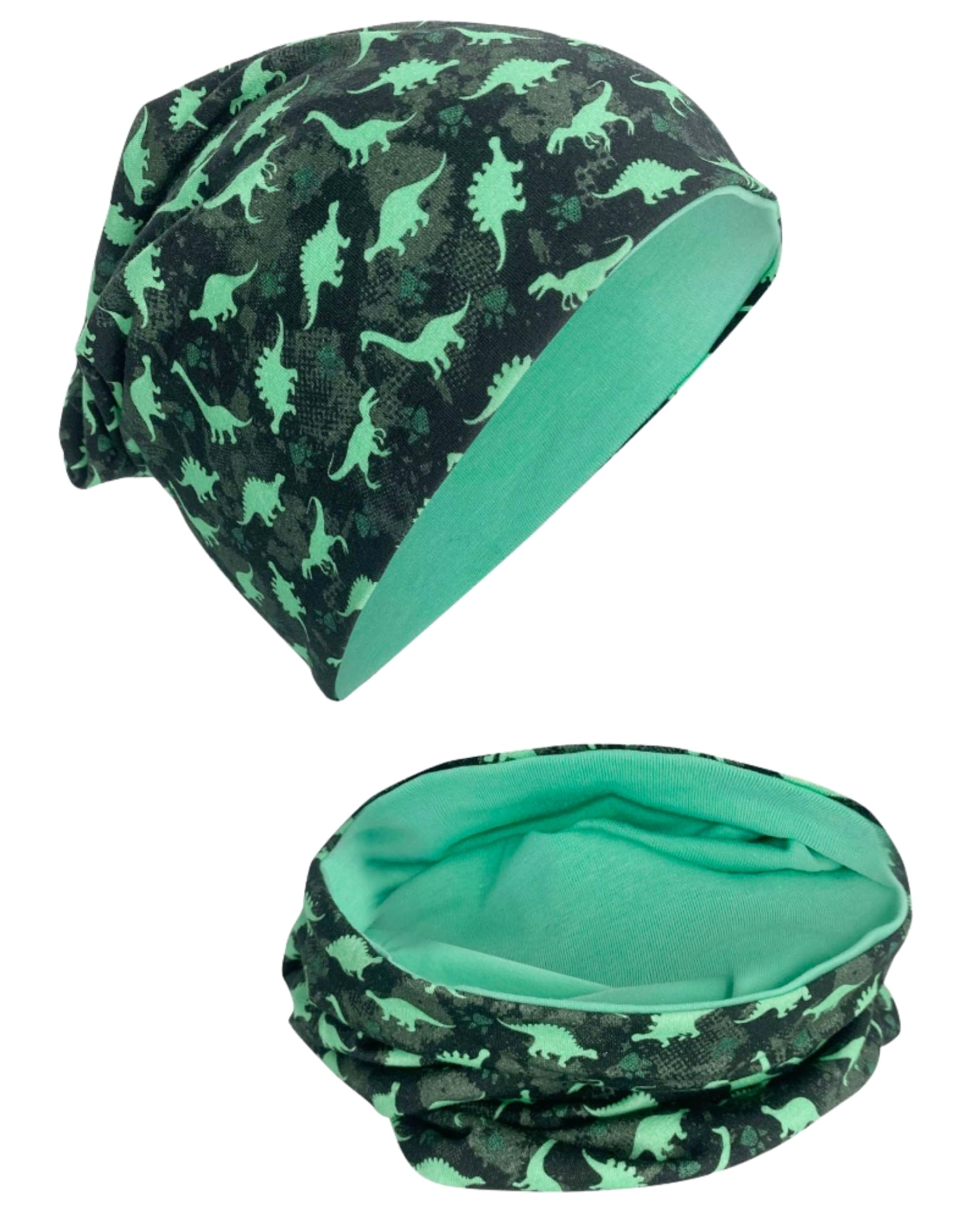 HECKBO Ensemble bonnet beanie et tour de cou pour enfants – intérieur en polaire ou jersey (réversible) – unisexe filles/garçons – 95% coton – pour l’automne, le printemps et l’hiver