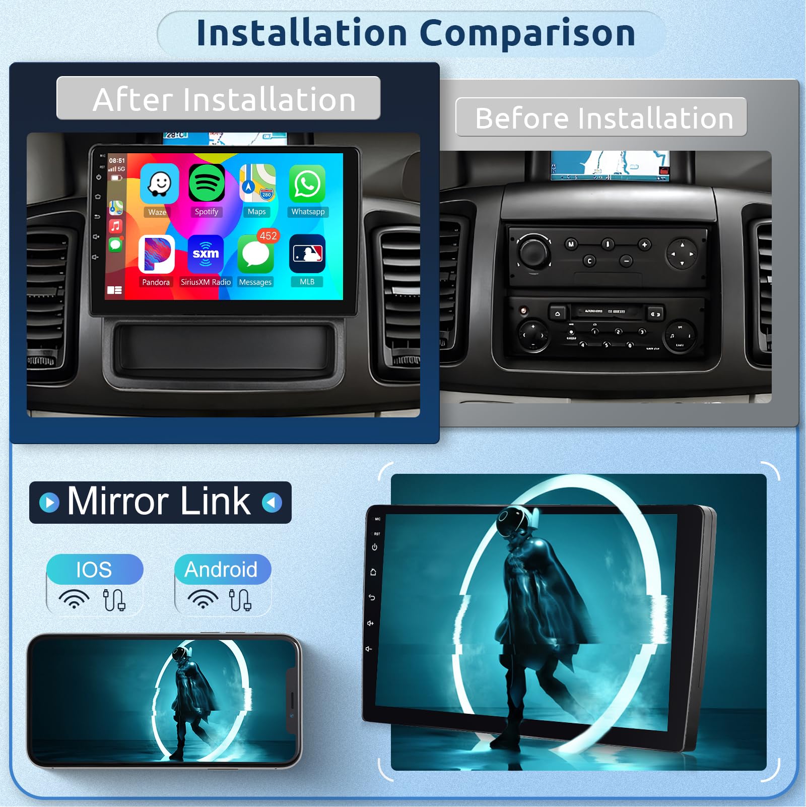 Radio Para Coche Hodozzy Android 13 Con Pantalla IPS De 10.1 Pulgadas, 4GB+64GB, Para Renault Trafic, Opel Vivaro, Nissan Primastar 2010-2014, Con CarPlay, GPS Y DSP