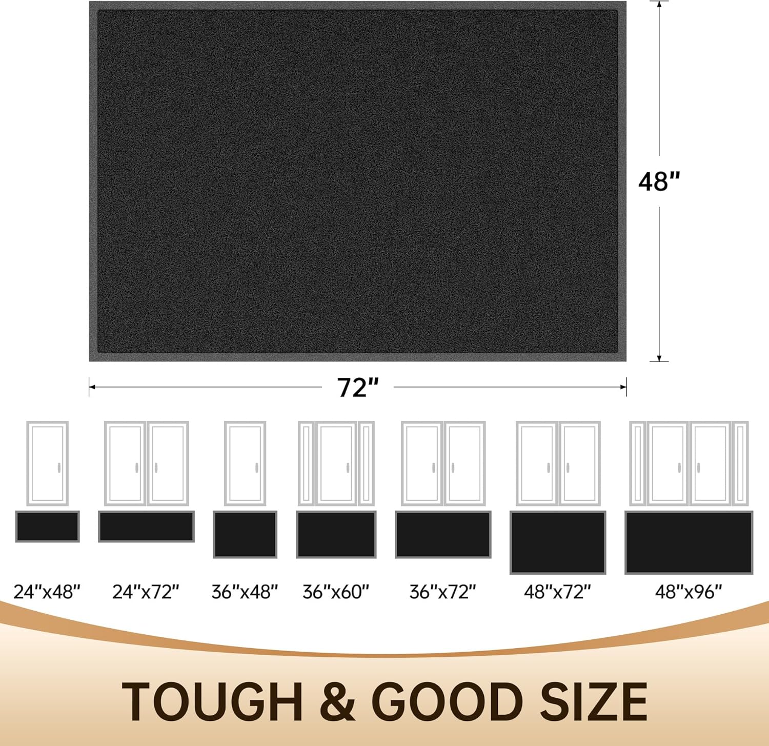 Amyracel Front Door Mat Indoor Outdoor Entrance, 48 x 72 All-Season Waterproof Doormat for Enterway, Heavy Duty Commercial Floor Mat, Fade Resistant, Rubber Back, Low Profile, Easy Clean