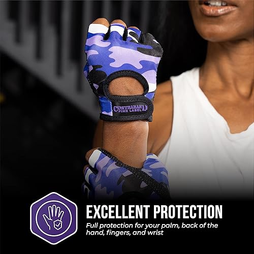 Miniatura 5 de Contraband Pink Label 5217 Design Series - Guantes de levantamiento y remo con estampado de camuflaje (par)  Ligero vegano medio acolchado de