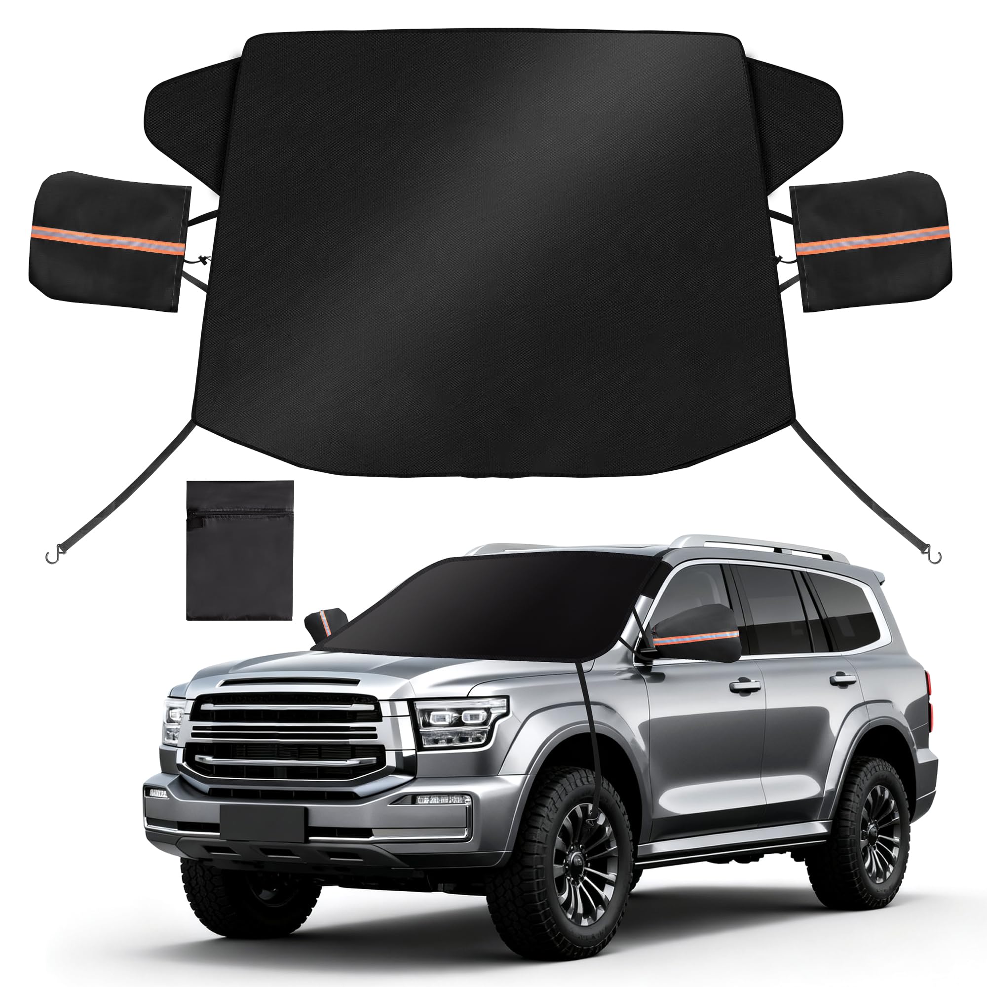 Tovtlan Couverture Pare Brise Voiture 600D, Fixation Magnétique Pliable Amovible Couverture Contre La Neige, Protege Pare Brise Givre,Protection Contre La Neige, Le Gel Et Le Soleil
