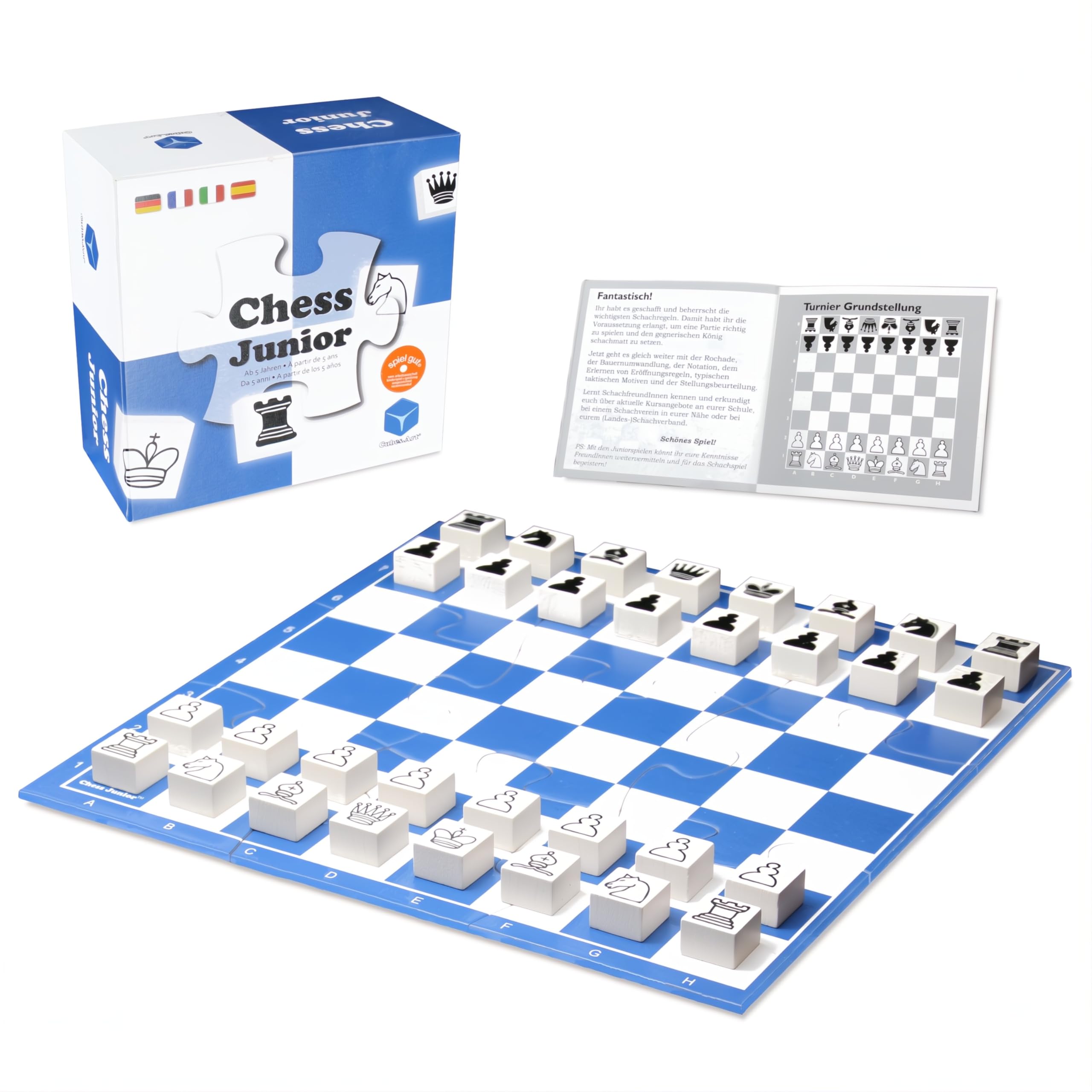 Chess Junior - Chess Set for Kids Ages 4 5 6 7 8, Board Game, Winner of The Brain Child Toy Award, Blue