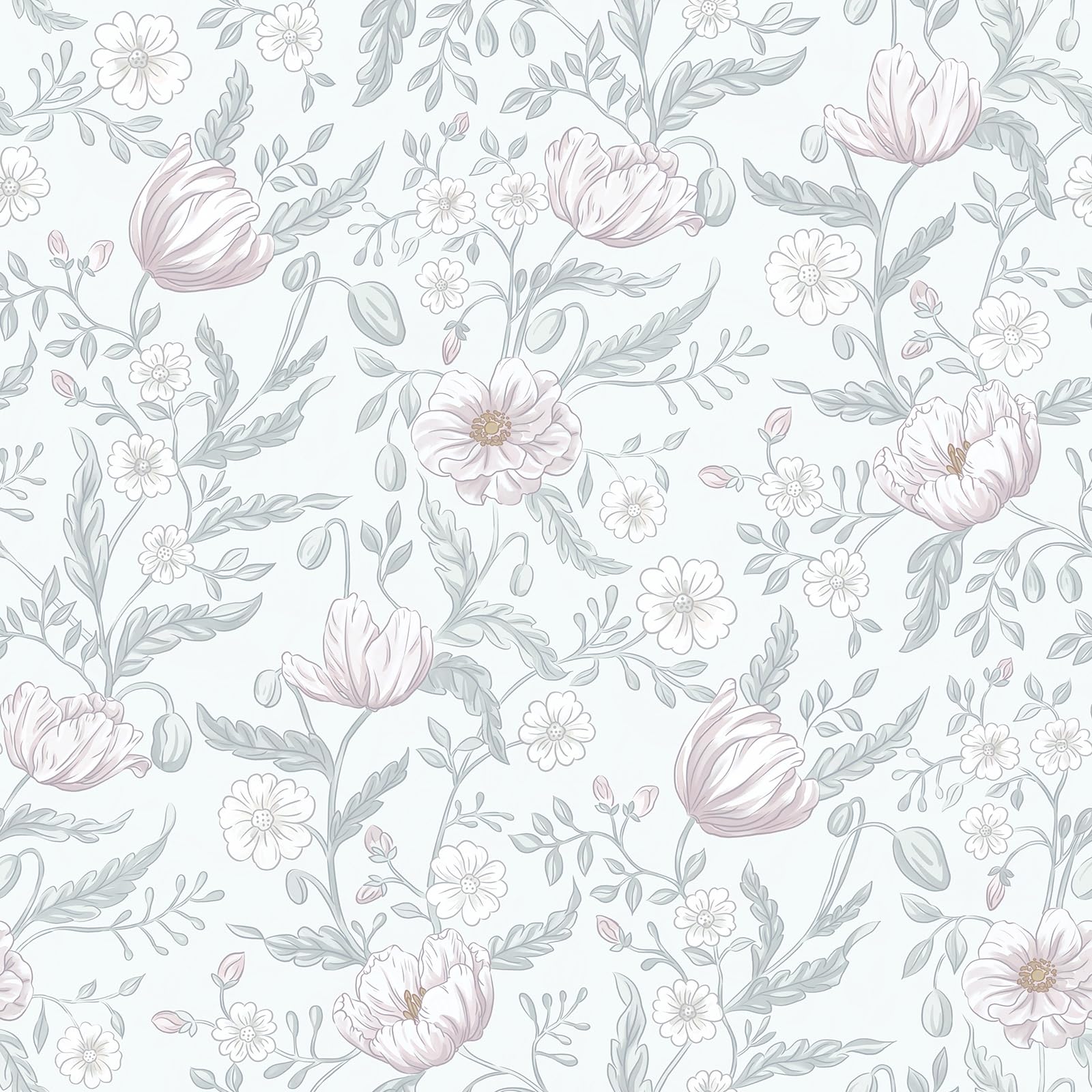 CiCiwind Self Adhesive Wallpaper Vintage Floral Contact Paper 44×300cm Peel and Stick Wallpaper Pink Flower Sticky Back Plastic Rustic Waterproof Vinyl Wrap for Wall Cabinets Decor