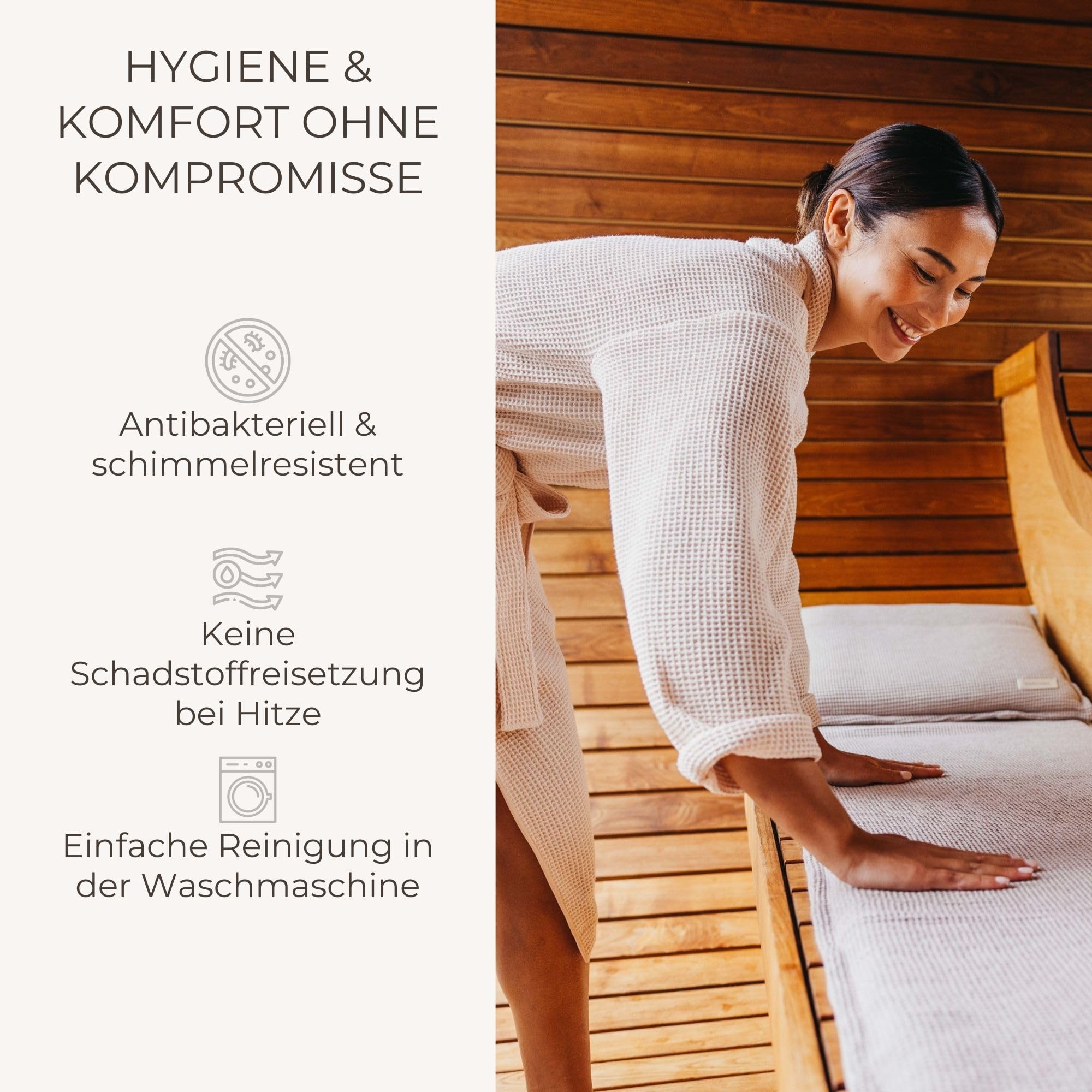 SAUNASOFA Sauna Set - Kissen 40x50 cm & Handtuch 100x200 cm aus Baumwolle - Waschbar & hitzebeständig - Wellness Zubehör für Sauna & Infrarotkabine - Geschenk-Idee für Saunagänger in Anthrazit