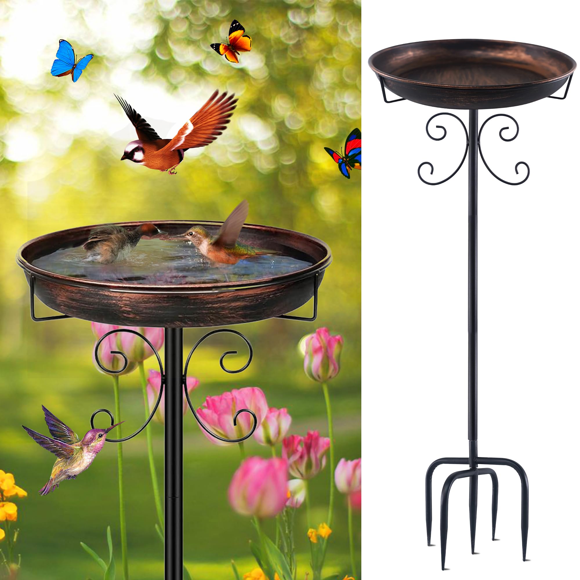 Abbeveratoio per Uccelli in Piedi, Mangiatoia per Uccelli Selvatici per Esterno, Decorazione da Giardino