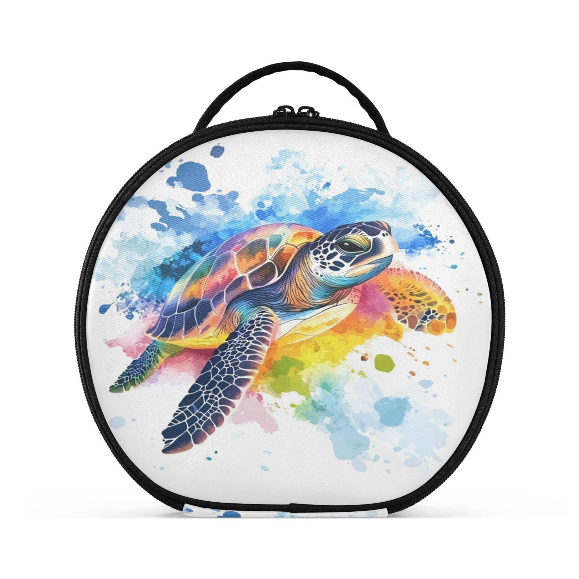 Takiito Watercolor Sea Turtle Travel Makeup Case Portable Makeup Box Artist Cosmetic Case Organizer With Adjustable Dividers
