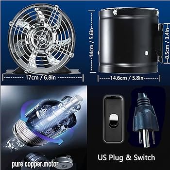 Aydomer 6 Inch Inline Duct Fan, with Switch Low Noise High