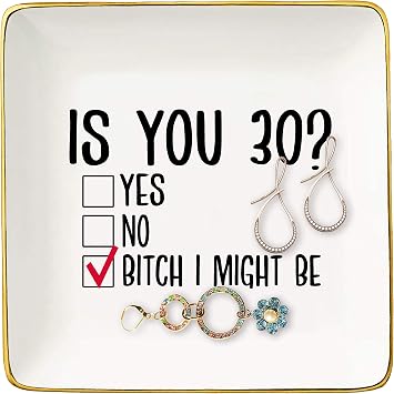 Topthink Is You 30? Ceramic Jewelry Holder Ring Dish Trinket Tray Funny 30th Birthday Gifts for Women Boss,Wife,Sisters,Bestie,Best Friends,Co-workers-Surprise Turning Thirty Present