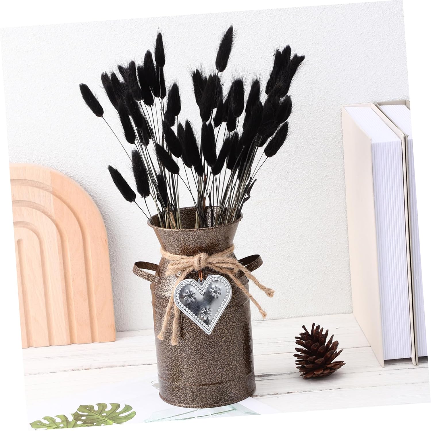 60pcs Black Dried Bunny Tails Floral Arrangement for Wedding Reception Table Decor Natural Rabbit Tail Grass for Boho Party and Home Decorations