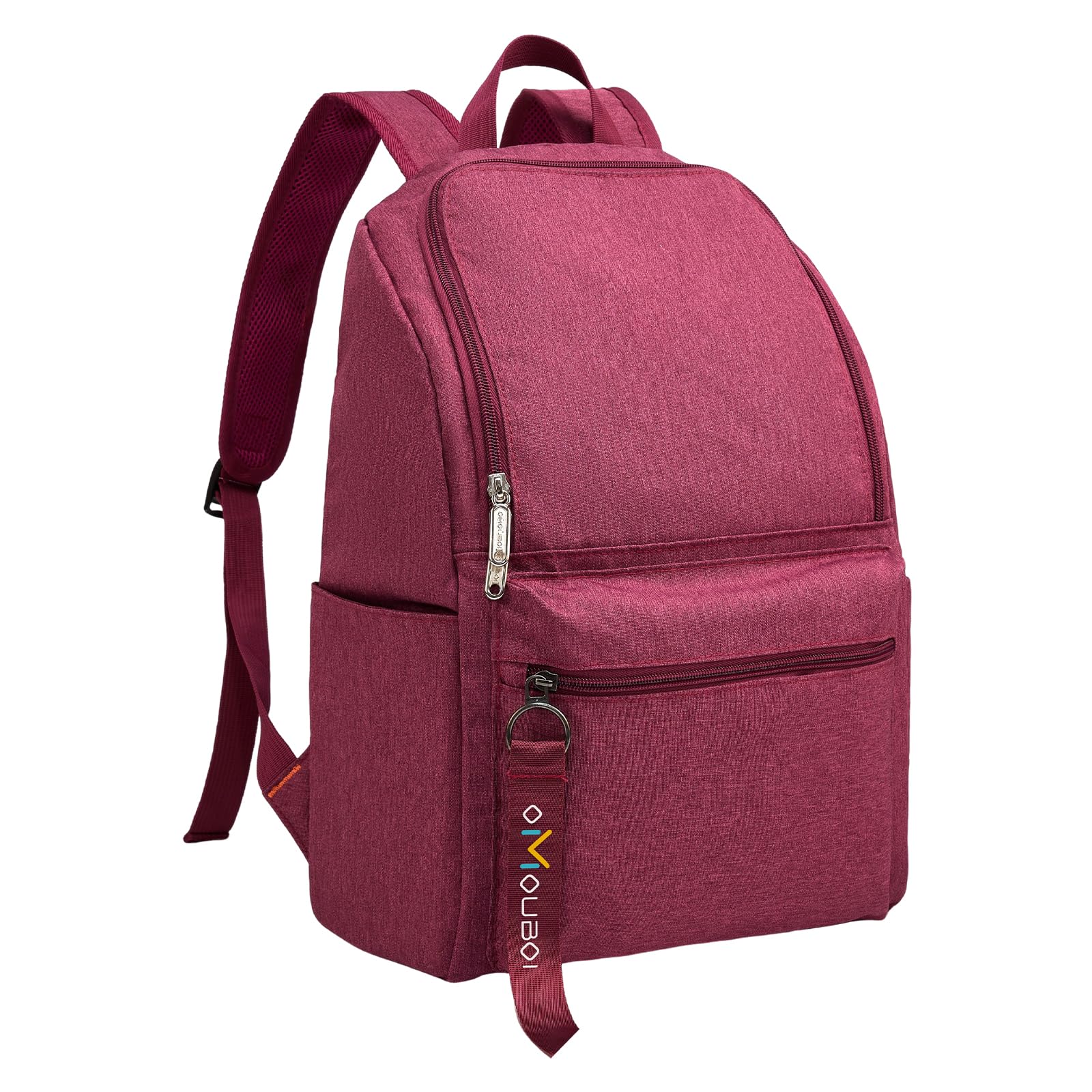 OMOUBOI 14 inch Travel Laptop Backpack for Women Men Teen 20L Weekender Casual Daypacks Airline Approved Lightweight College School Bookbag Wine Red