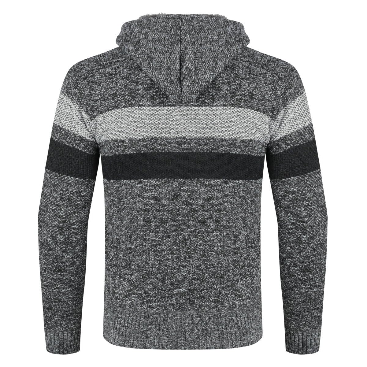 Allthemen Cardigan da Uomo con Cappuccio e Cerniera Color Block in Pile Sweater Casual a Manica Lunga Spesso per Autunno Inverno