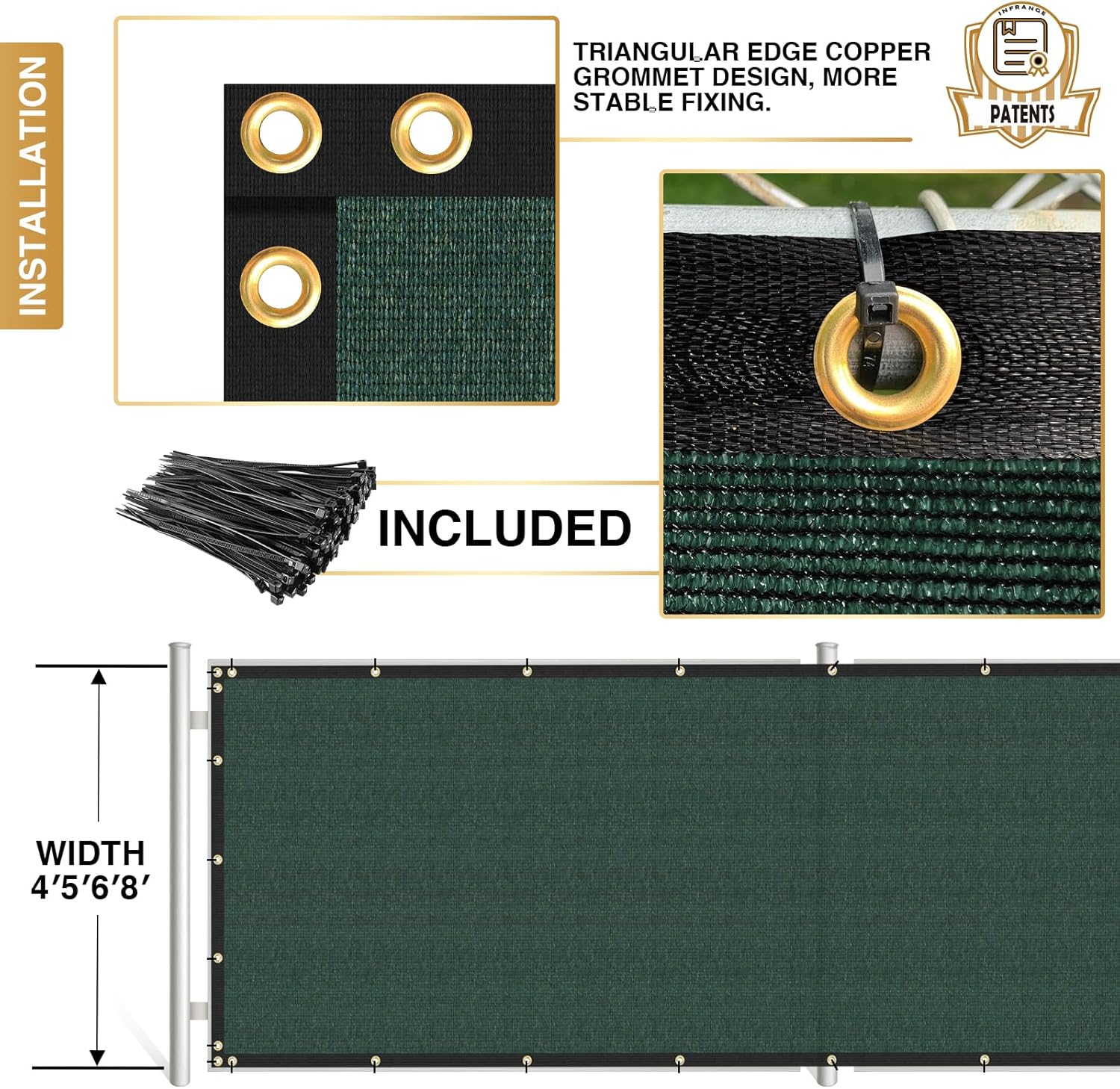 Privacy Fence Screen 6' x 20' Fencing Cover Heavy Duty Mesh Windscreen Cloth for Outdoor Garden Patio Backyard Chain Link Fence Green