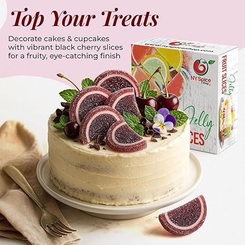Miniatura 7 de NY SPICE SHOP Caramelos de fruta en rodajas rodajas de fruta de jalea de cereza negra - Caramelos de cuña de frutas - Floam y rebanadas de frutas -