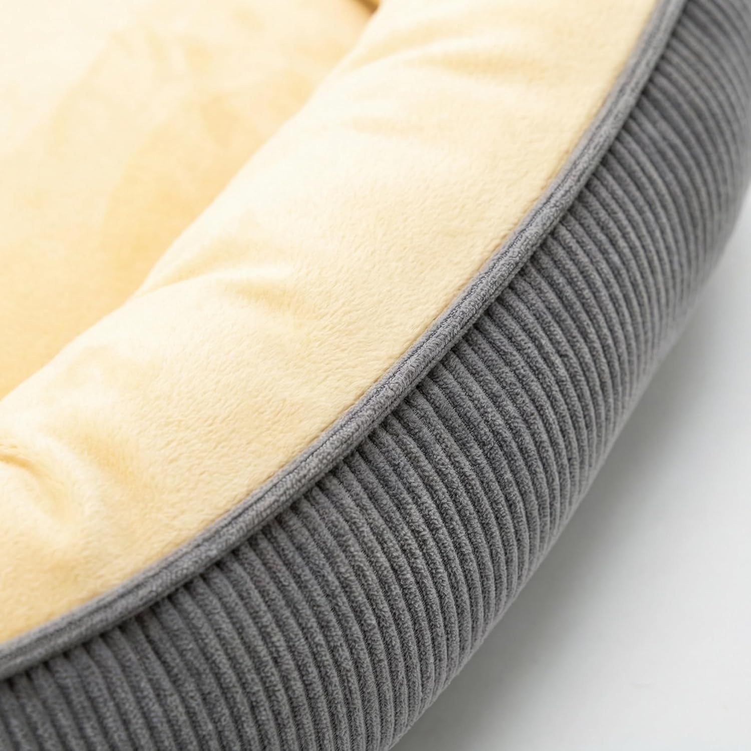 Calming Dog Bed for Medium to Large Dogs 30"x20" - Orthopedic Washable Pet Bed with Anti-Slip Bottom, Indoor Soft Cat Bed with Removable Cover (Beige)