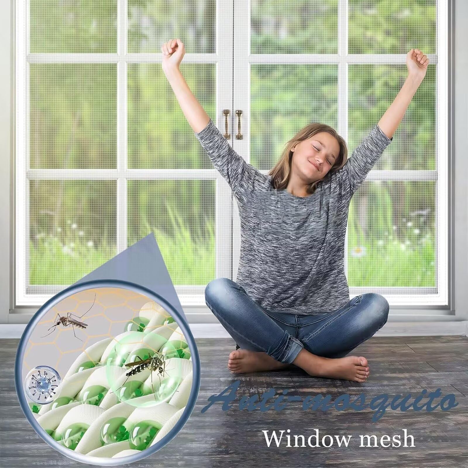 Pollenschutz Gewebe 160x200cm Weiß Pollenschutzgitter für Allergiker Fliegengitter Insektenschutz Fenster ohne Bohren und Schrauben