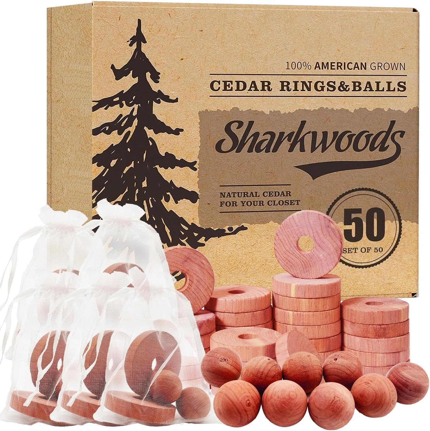 Cedar Blocks for Clothes Storage 50 Pack - 100% Natural