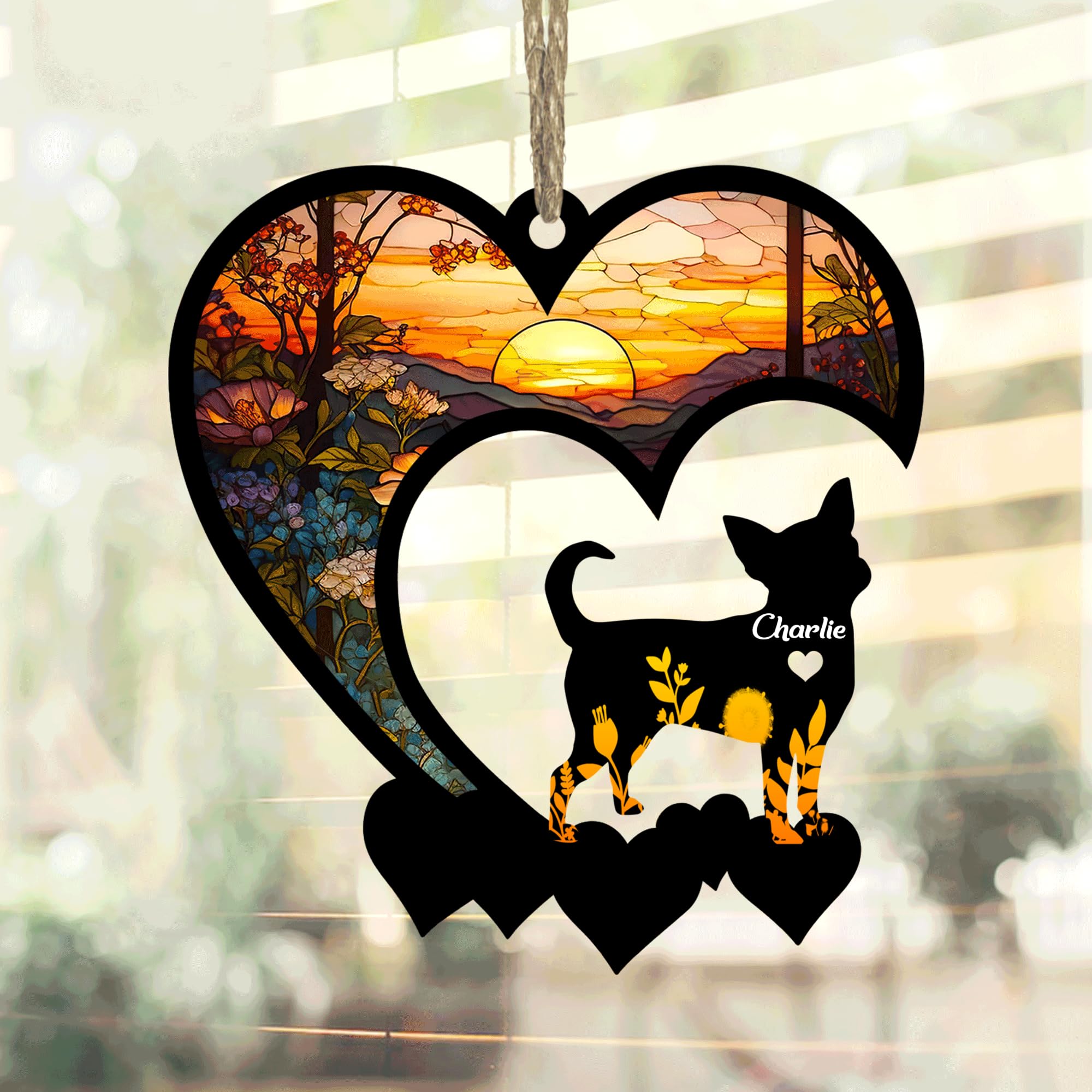 Lovely POD Chihuahua Suncatcher, Personalized Chihuahua Memorial with Name, Chihuahua Loss Suncatcher, Dog Remembrance Gift, Dog Memorial Ornament, Loss of Dog Sympathy Gift