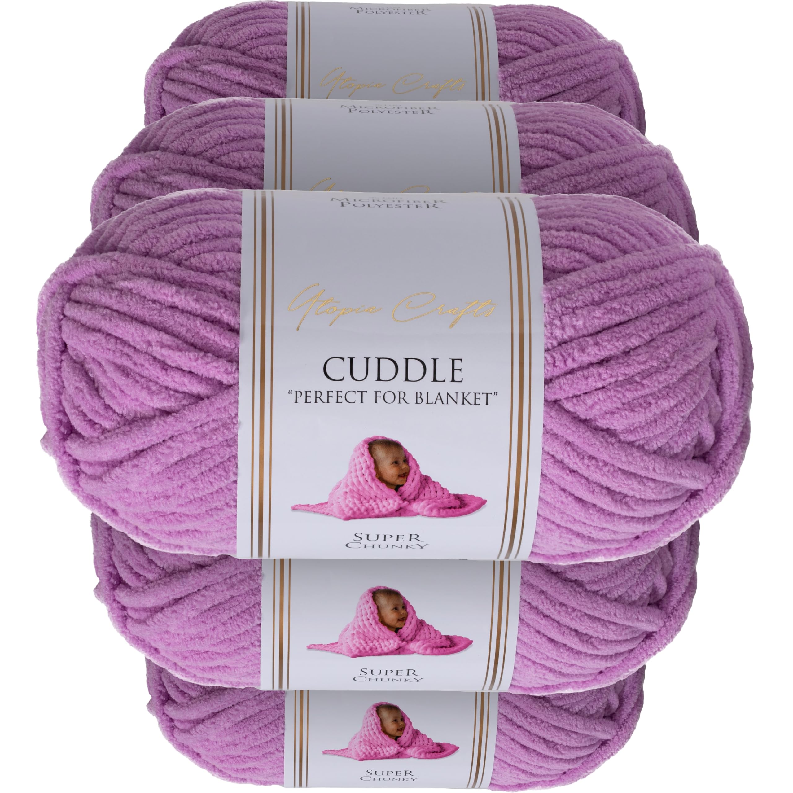 Utopia Crafts Cuddle Super Chunky Chenille Soft Yarn for Knitting and Crochet 5X 100g (Lavender)