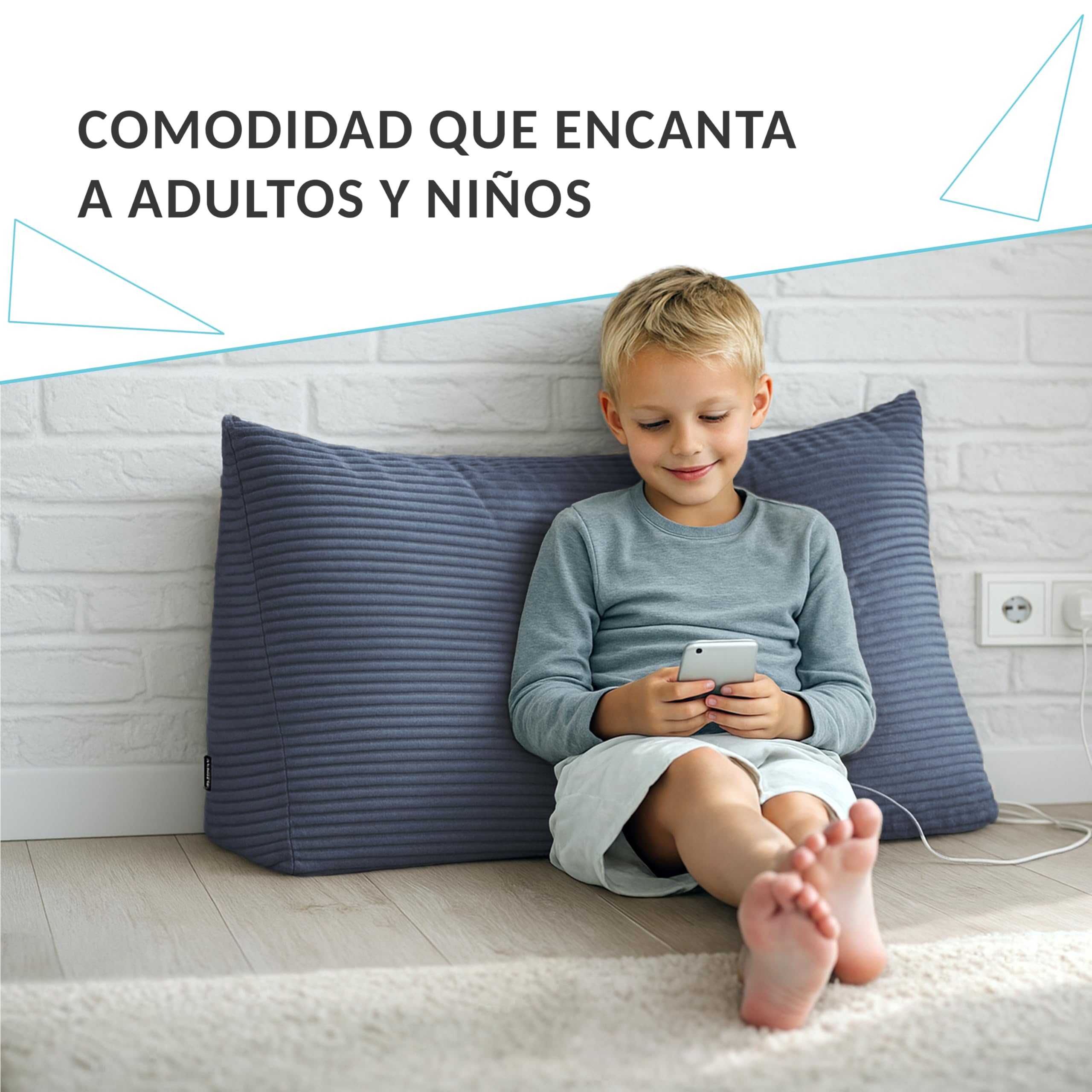 POKAR Almohada Lectura Cuña 160x50x20 cm | Cojín Respaldo para Cama y Sofá con Apoyo Espalda | Cojín Lumbar con Funda de Pana Suave y Bolsillos Laterales | Certificado Öko Tex | Caqui