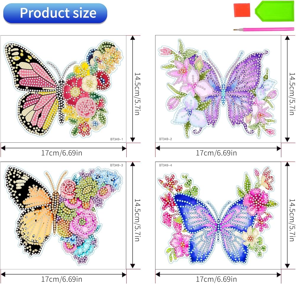 Fadcaer 4 Pieces Butterfly Diamond Art Painting Sticker Kits,Animal Pattern Diamond Full Drill Crafts Stickers,Diamond Mosaic Rhinestone Stickers Paint by Numbers for Kids Beginners Girls Adult (A) : Buy Online at Best fadcaer-4-pieces-butterfly-diamond-art-painting-sticker-kits-animal-pattern-diamond-full-drill-crafts-stickers-diamond-mosaic-rhinestone-stickers-paint-by-numbers-for-kids-beginners-girls-adult-a-buy-online-at-best