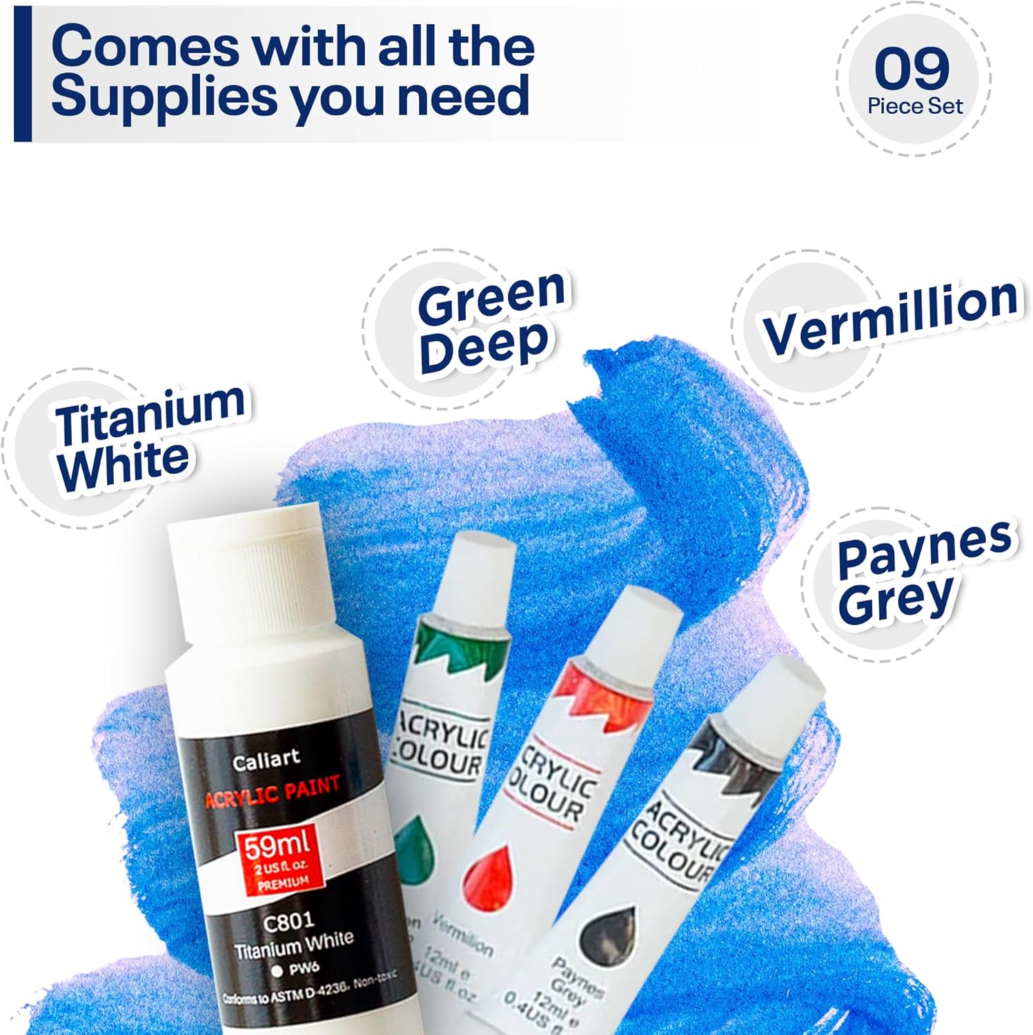 Painting4Real Acrylic Art Painting Kit with Video Tutorials - How to Paint with Acrylic Paint Set for Adults, Learn to Paint Girl - 9 Peices Painting Set for Adults, Beginners, Art Lovers
