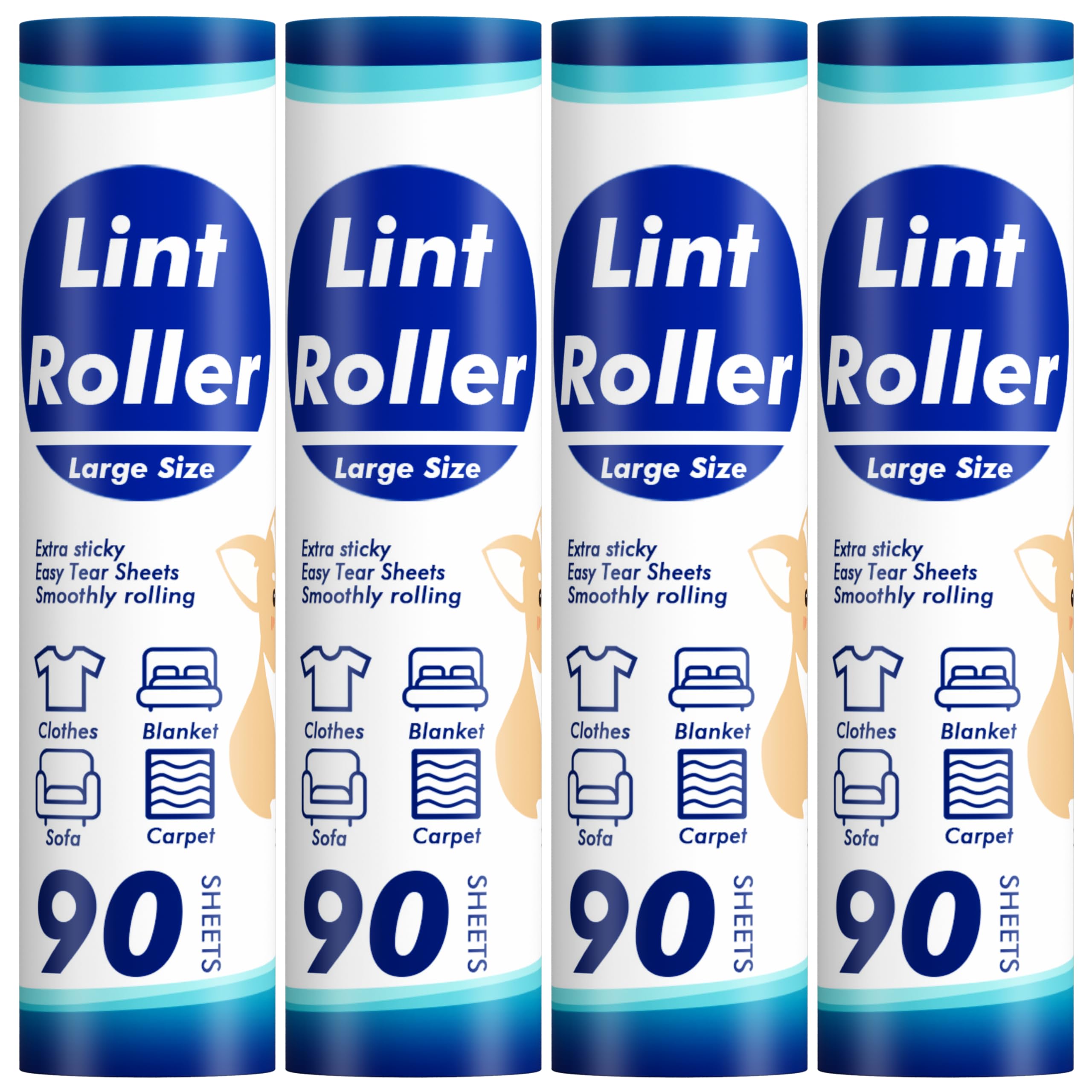 360 Sheets Sticky Lint Rollers Refills for 9.45'' Width Large Lint Roller, Floor Lint Roller Refills