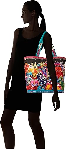 Miniatura 6 de Laurel Burch (LB5230) Bolso de hombro con cremallera superior 19, 1/2 pulgada por 6, 3/4 pulgadas por 15 pulgadas, Fantasticats