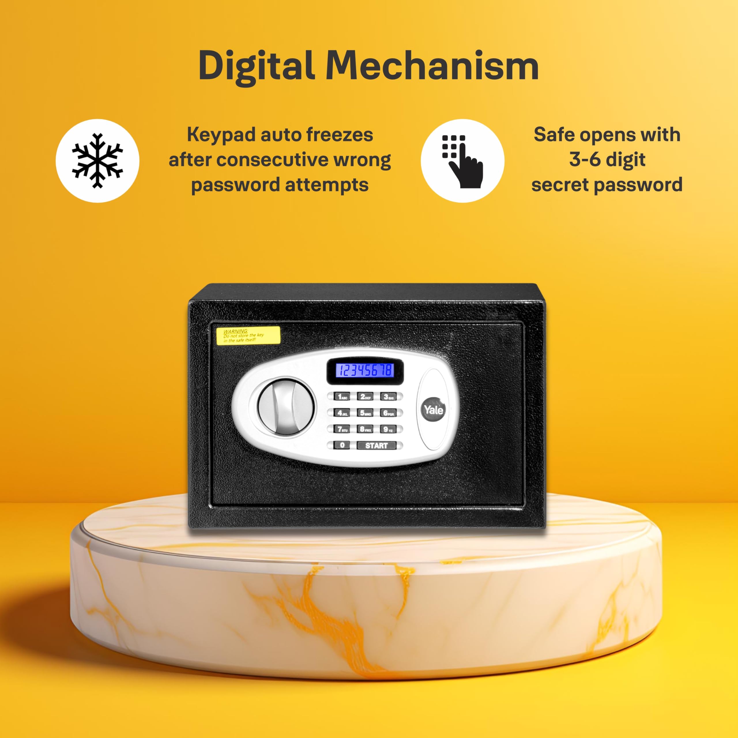 Yale YSS/200/DB2 Digital Safe Locker for Home | 8.7 Litre | Electronic Keypad with PIN Code | Emergency Key | Steel Body | Black | 1 Year Warranty | Black 1